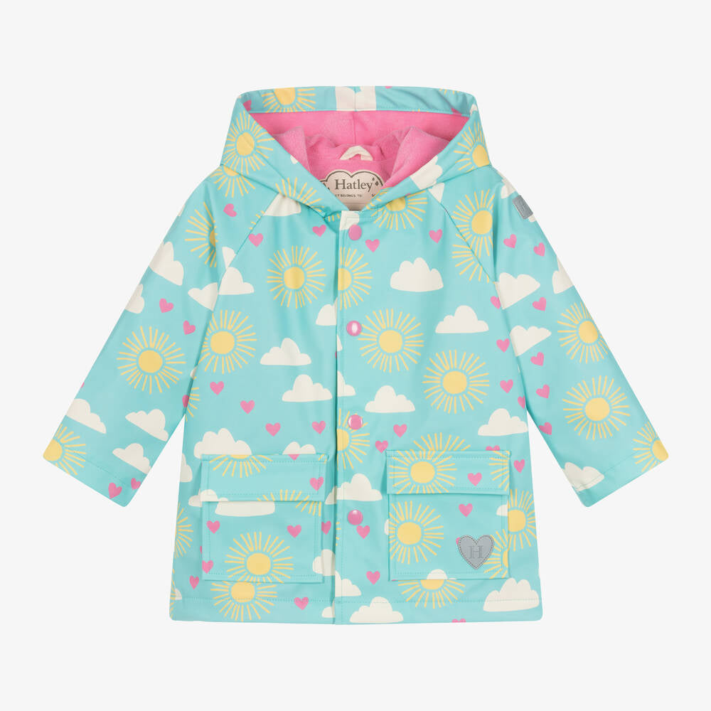 Hatley Girls Happy Skies Preschool Waterproof Raincoat