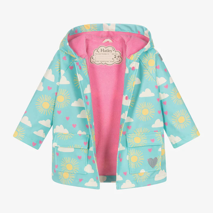 Hatley Girls Happy Skies Preschool Waterproof Raincoat